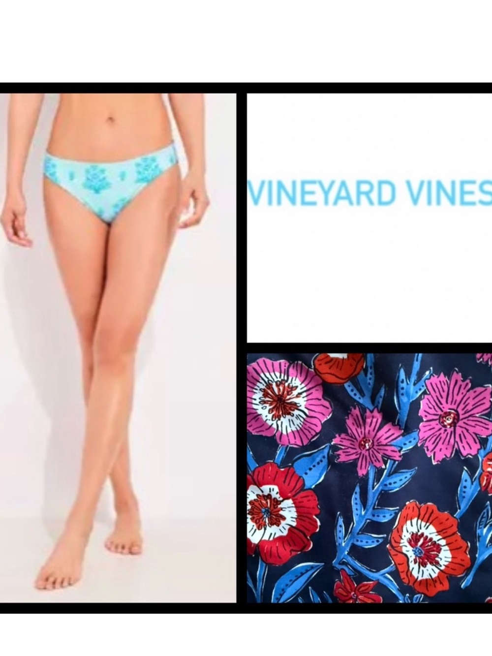 NWT Vineyard Vines Reversible Tisbury Floral Bikini Bottoms